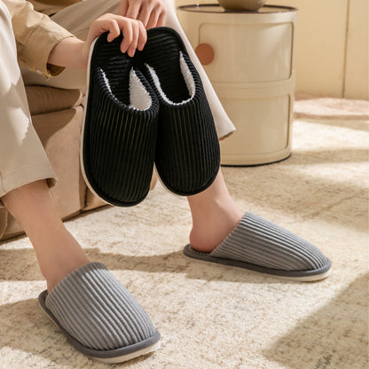 Non Slip Soft Shoes, Winter Warm Plush Men Slippers, Comfort Flat Heel Indoor Bedroom Slippers for Home
