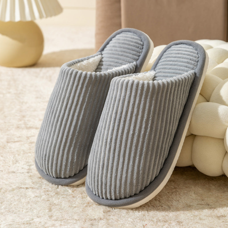 Non Slip Soft Shoes, Winter Warm Plush Men Slippers, Comfort Flat Heel Indoor Bedroom Slippers for Home