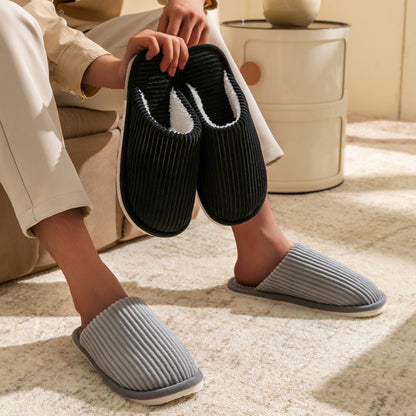 Non Slip Soft Shoes, Winter Warm Plush Men Slippers, Comfort Flat Heel Indoor Bedroom Slippers for Home