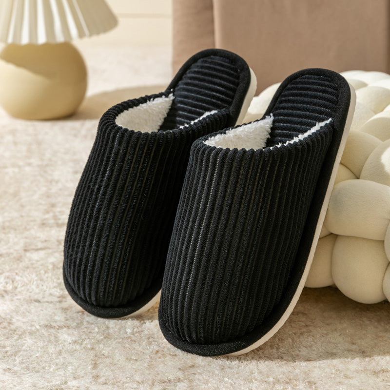 Non Slip Soft Shoes, Winter Warm Plush Men Slippers, Comfort Flat Heel Indoor Bedroom Slippers for Home