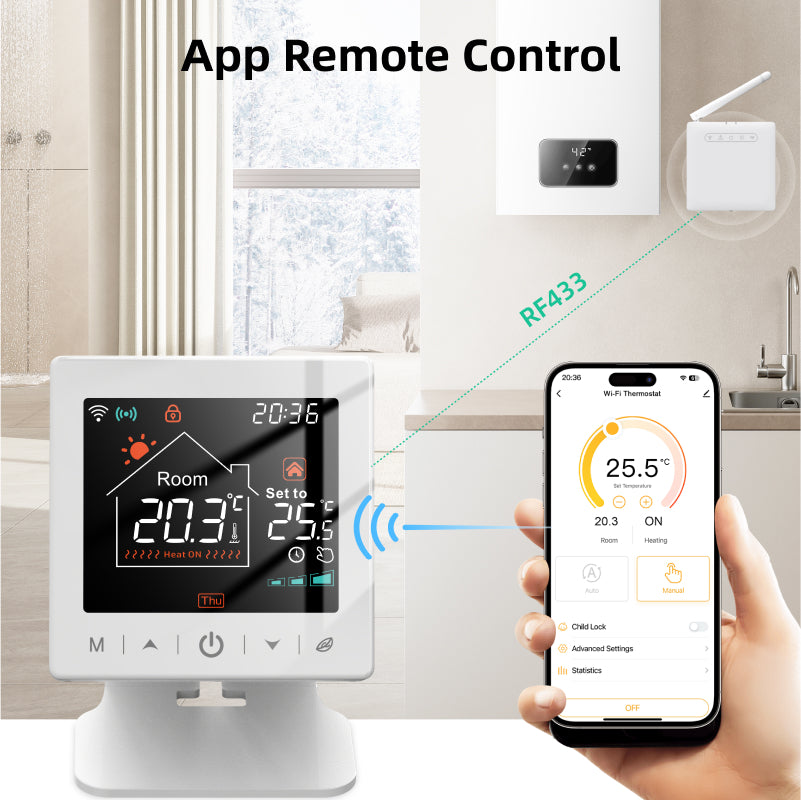 Smart WiFi Thermostat Wireless Temperature Controller Heating Water Gas Boiler USB Battery Powered  2