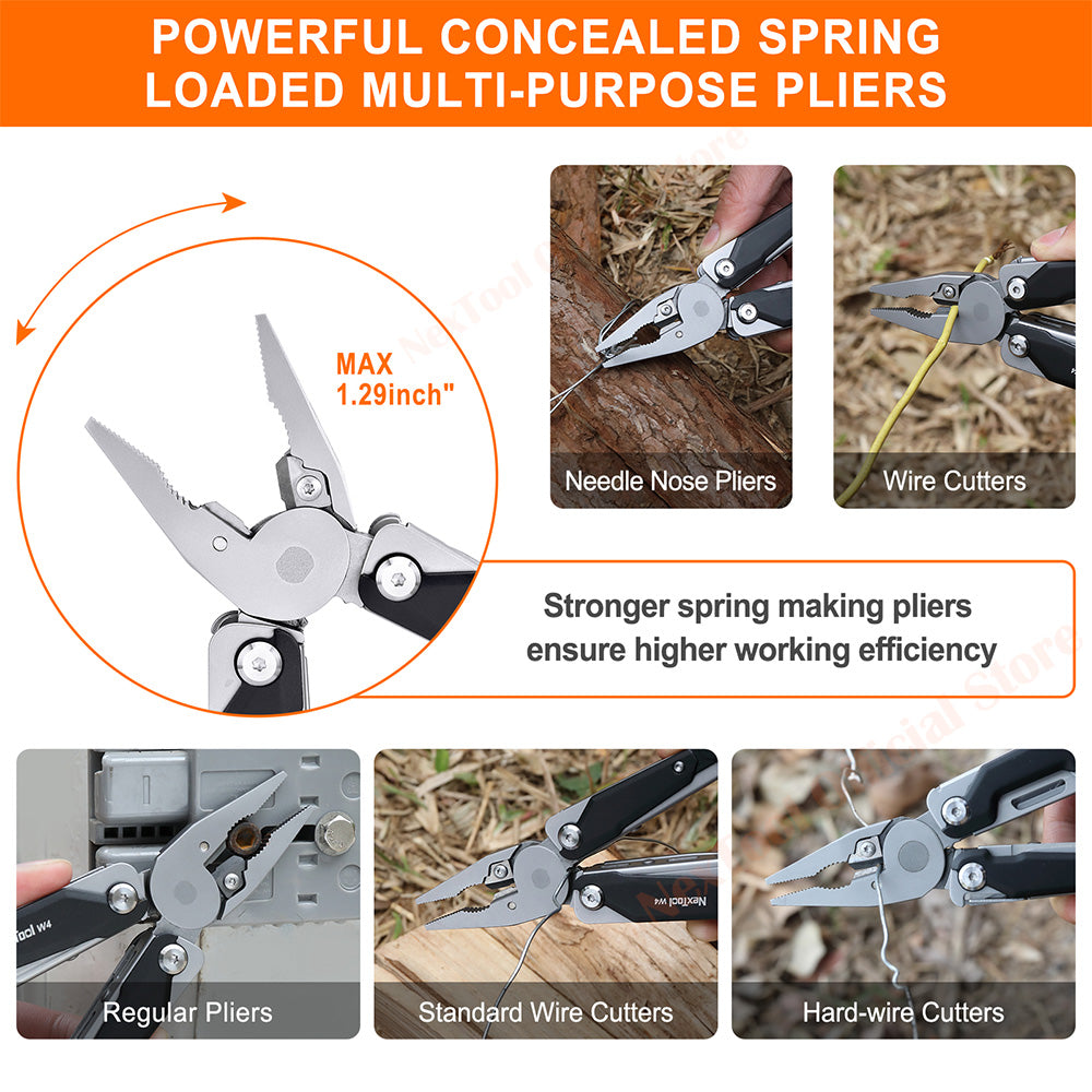 Adjustable Wrench Multitool W4 Pliers Folding Knife Wood Saw Hand Tools 0