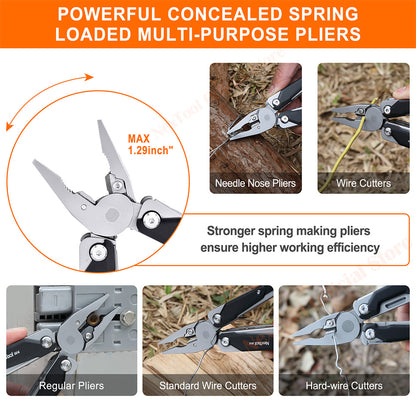 Adjustable Wrench Multitool W4 Pliers Folding Knife Wood Saw Hand Tools 0