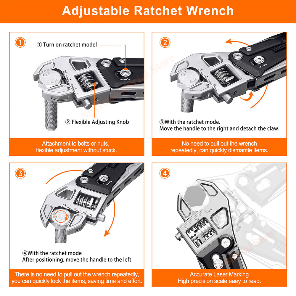 Adjustable Wrench Multitool W4 Pliers Folding Knife Wood Saw Hand Tools 2
