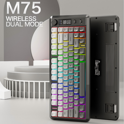 Bluetooth Dual-mode Keyboard, PBT Gradient Ball Cap, Wireless Gaming Keyboard with Display Screen