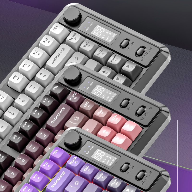Bluetooth Dualmode Keyboard PBT Gradient Ball Cap Wireless Gaming Keyboard With Display Screen 7
