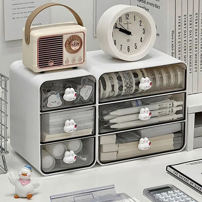 Desktop Drawer Box Desk Pen Holder Cosmetic Storage Shelf Hair Accessories Organizer For Home Schoo 1