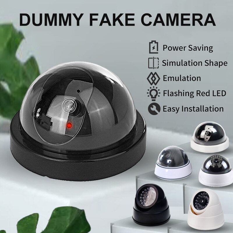 Indoor Outdoor Fake Dome Security Camera Dummy Fake Camera With LED Red Light Battery Operated 1