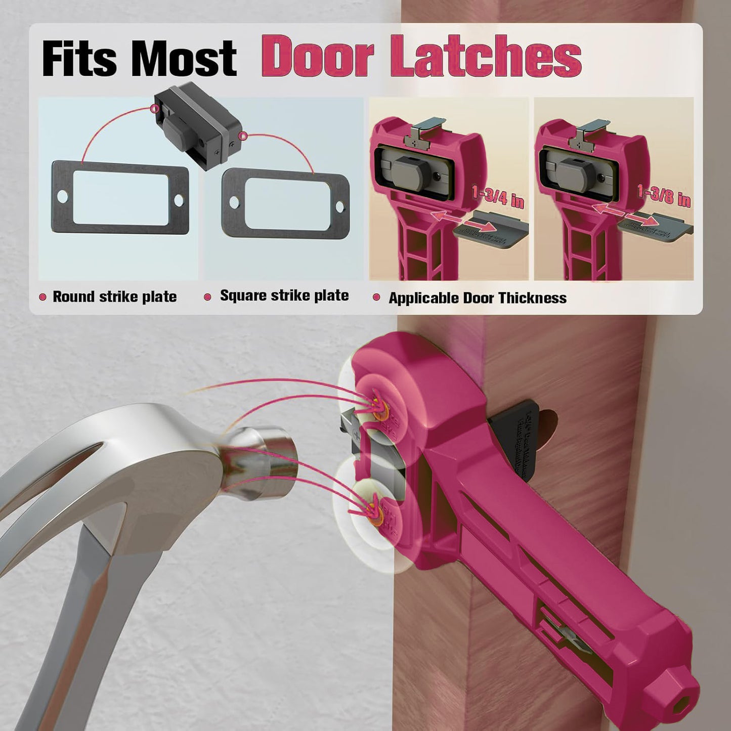 Door Latch Installation Kit, Ball Lock Hole Opener for Precise Scoring and Material Removal, Chiseling Door Installation