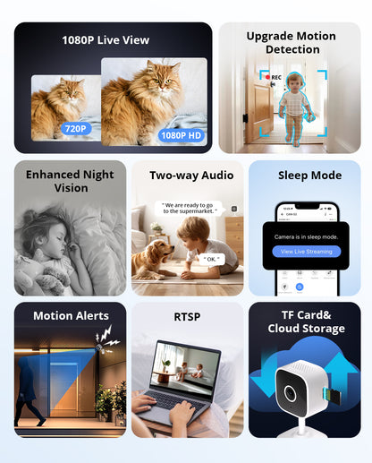 WiFi Smart Home Security Camera HD Motion Detection TwoWay Audio EWeLink APP Alexa Google Support 5