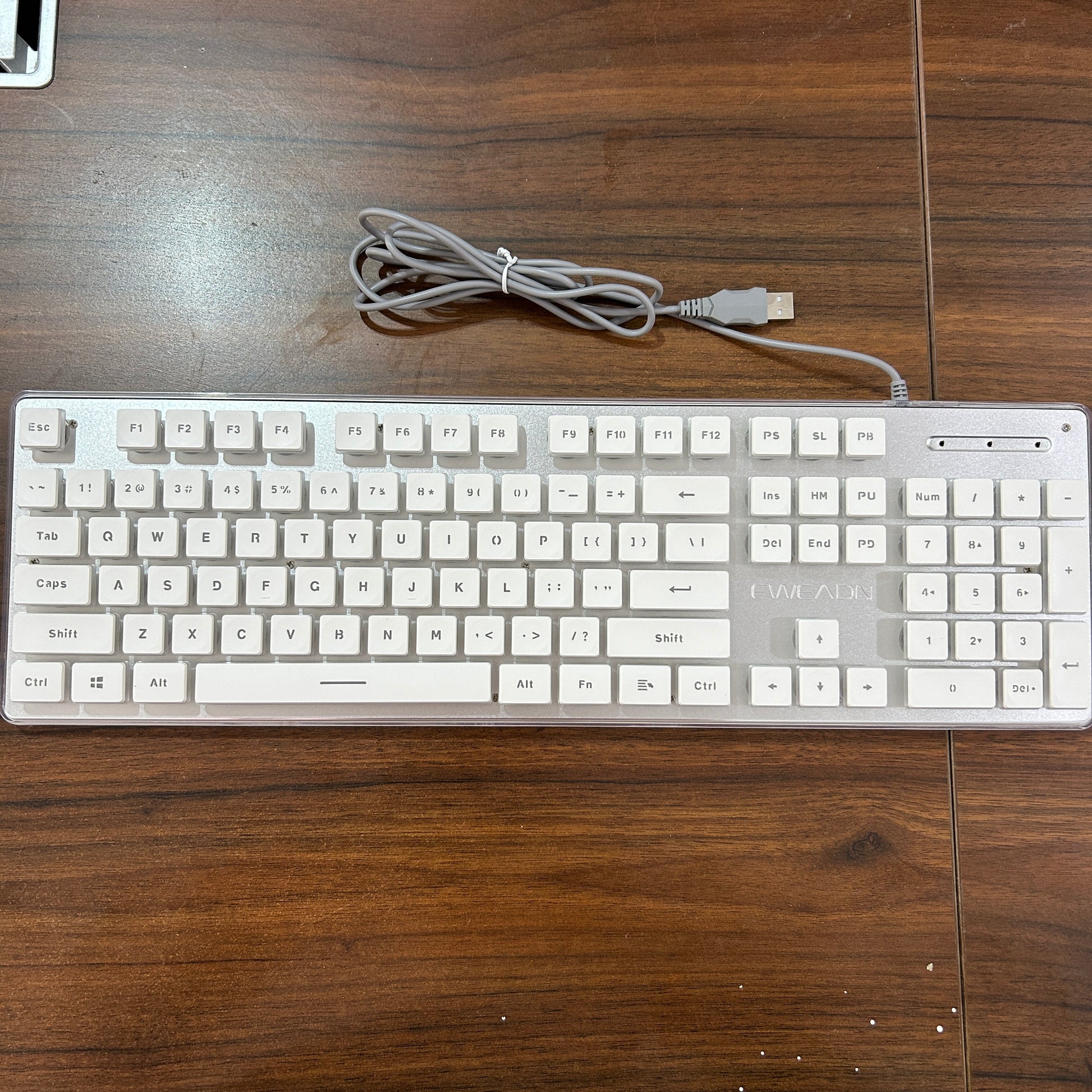 Silent Office Keyboard Wired With Water Drop Keycaps AllMetal Panel For Gaming And Office Use White 5