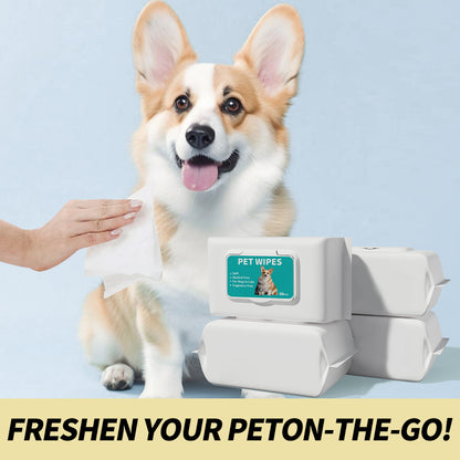 Multi Purpose Pet Wipes, Plant Based Care for Dogs Cats, Sensitive Skin Deodorizer, Odor Remover for Paws Ears Body
