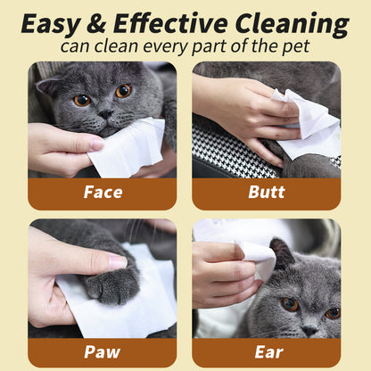 Multi Purpose Pet Wipes, Plant Based Care for Dogs Cats, Sensitive Skin Deodorizer, Odor Remover for Paws Ears Body