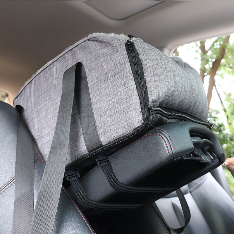 Portable Pet Car Seat, Central Control Safety Buckle, Detachable Armrest Pillow Lift Seat for Medium Small Dogs Cats