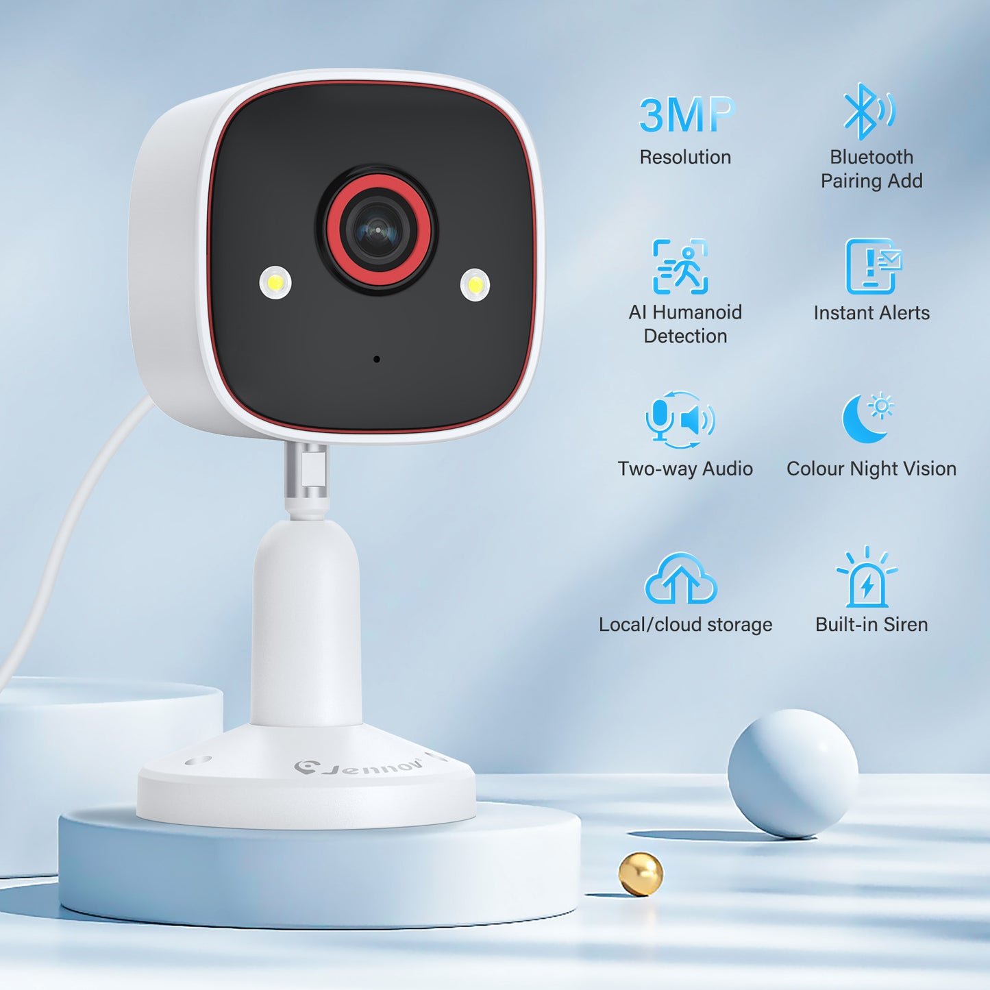 Indoor WiFi Security Camera with Audio, Cloud & SD Card Storage