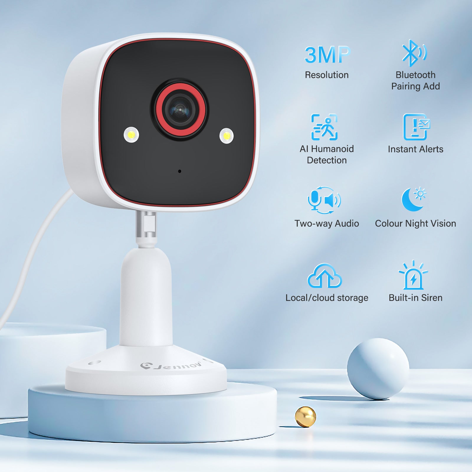 Indoor WiFi Security Camera with Audio, Cloud & SD Card Storage