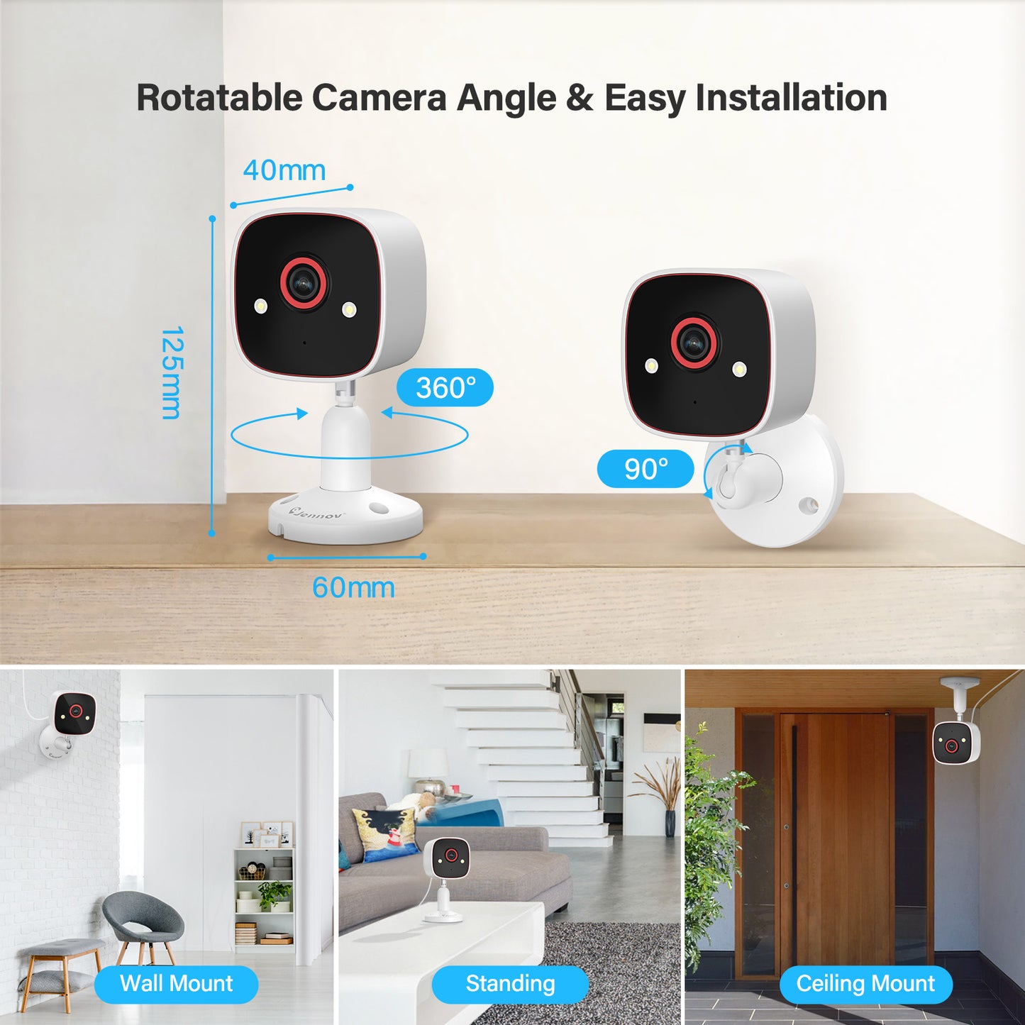 Indoor WiFi Security Camera with Audio, Cloud & SD Card Storage