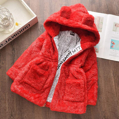 Hooded Parka Winter Baby Girls Clothes Faux Fur Coat Fleece Jacket Warm Snowsuit Outerwear Autumn C 8
