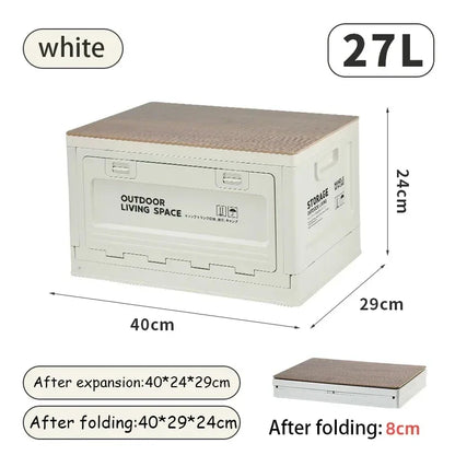 Folding Storage Box Wood Grain Car Trunk Organizer Picnic Travel Bag Foldable Outdoor Storage Conta 5