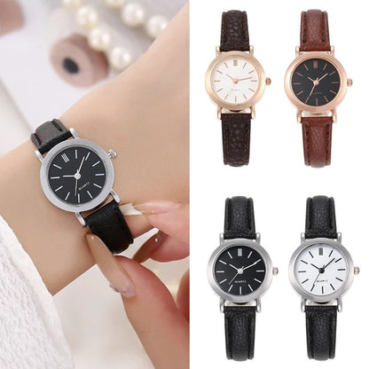 Elegant Retro Leather Strap Quartz Watch - Classic Casual Timepiece for Women & Men