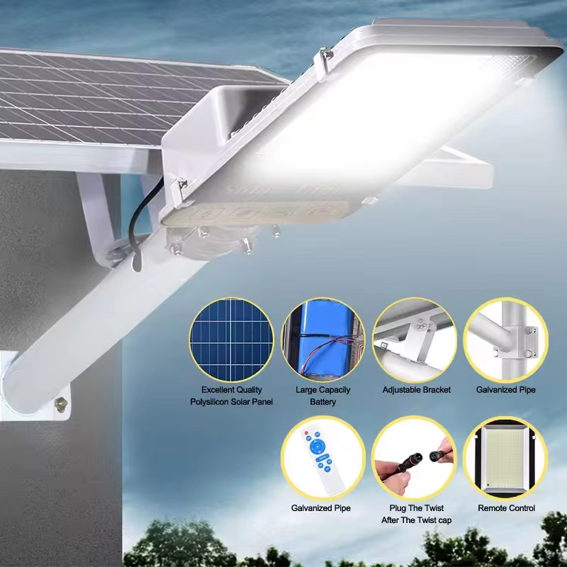 Aluminum Solar Street Light Waterproof Outdoor LED Lamp Remote Control Polycrystalline Solar Panel  2