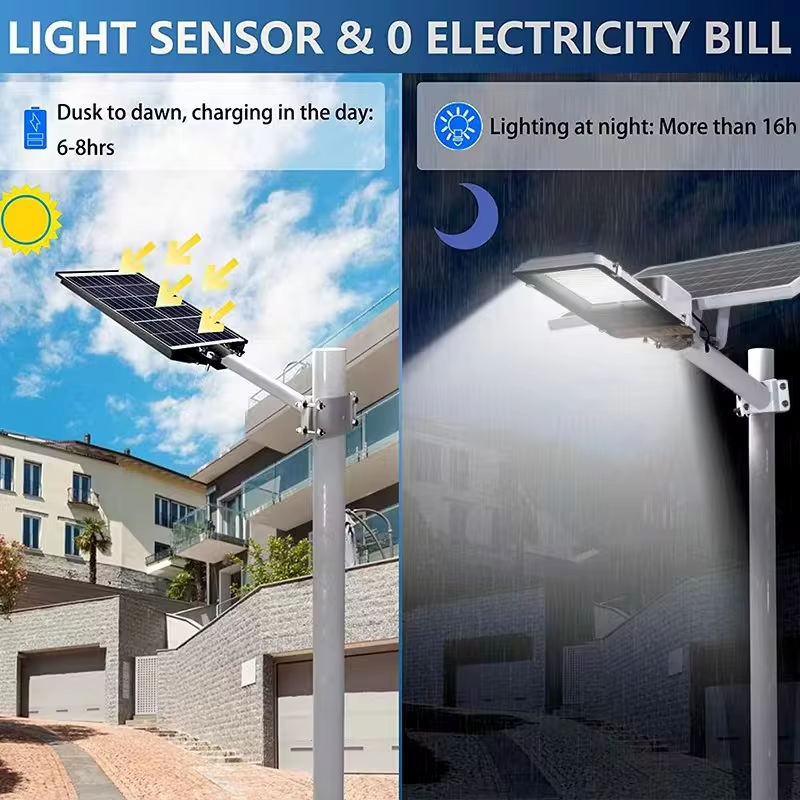 Aluminum Solar Street Light Waterproof Outdoor LED Lamp Remote Control Polycrystalline Solar Panel  4