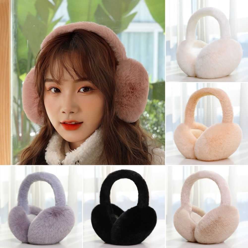 Winter Warm Earmuffs Solid Color Soft Plush Ear Warmer, Fashion Ear Cover with Cold Protection Folding Earflap