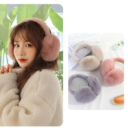Winter Warm Earmuffs Solid Color Soft Plush Ear Warmer Fashion Ear Cover With Cold Protection Foldi 2
