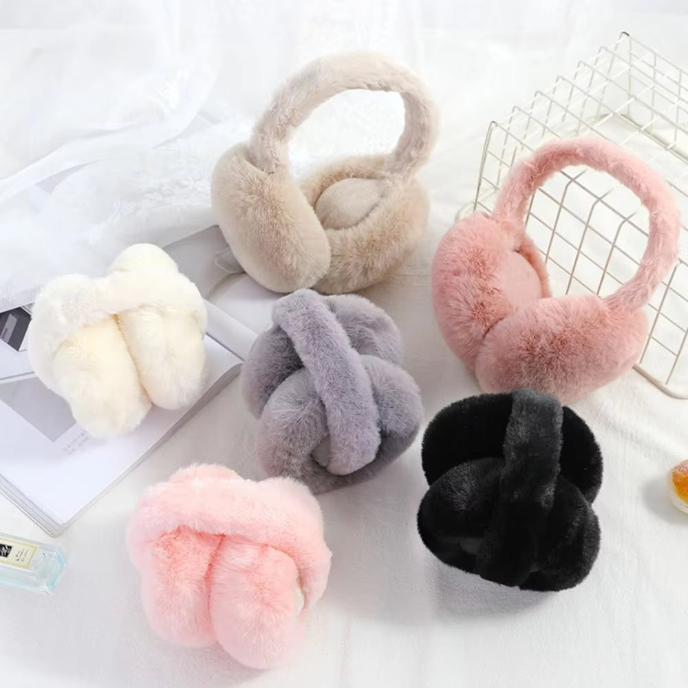 Winter Warm Earmuffs Solid Color Soft Plush Ear Warmer Fashion Ear Cover With Cold Protection Foldi 3