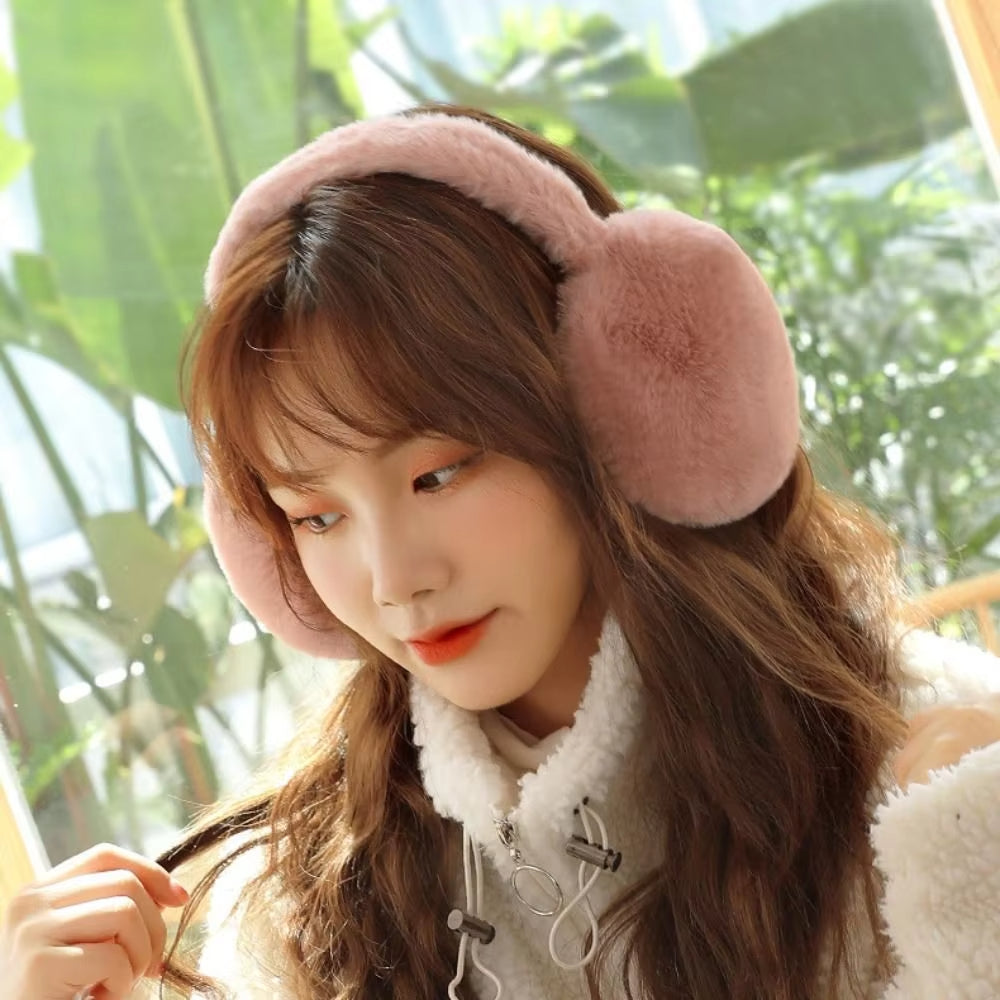 Winter Warm Earmuffs Solid Color Soft Plush Ear Warmer Fashion Ear Cover With Cold Protection Foldi 4