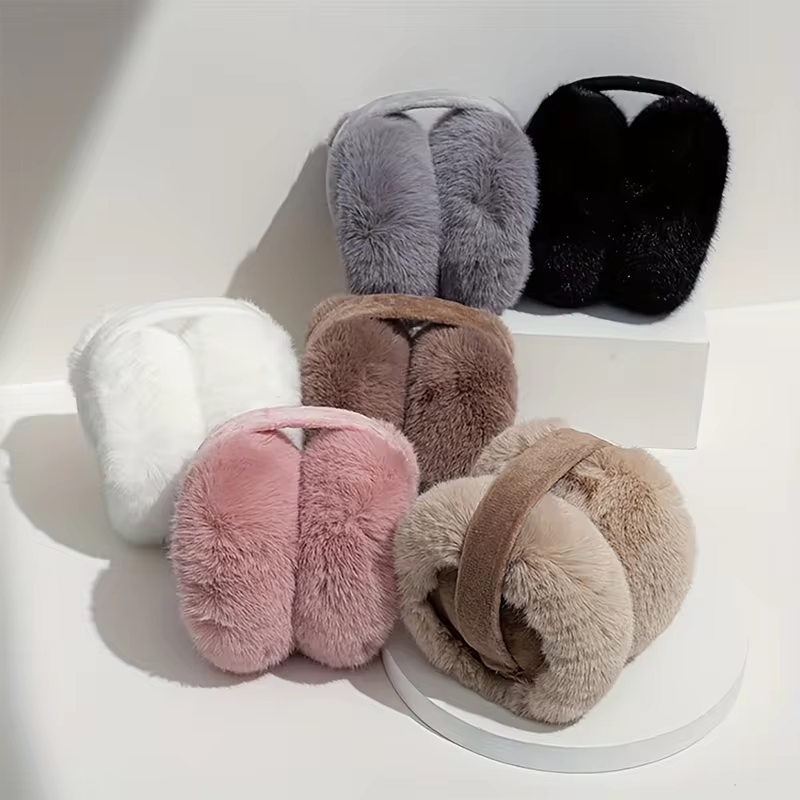 Winter Earmuffs for Women Men, Solid Plush Ear Cover, Fashionable Earflap Protection