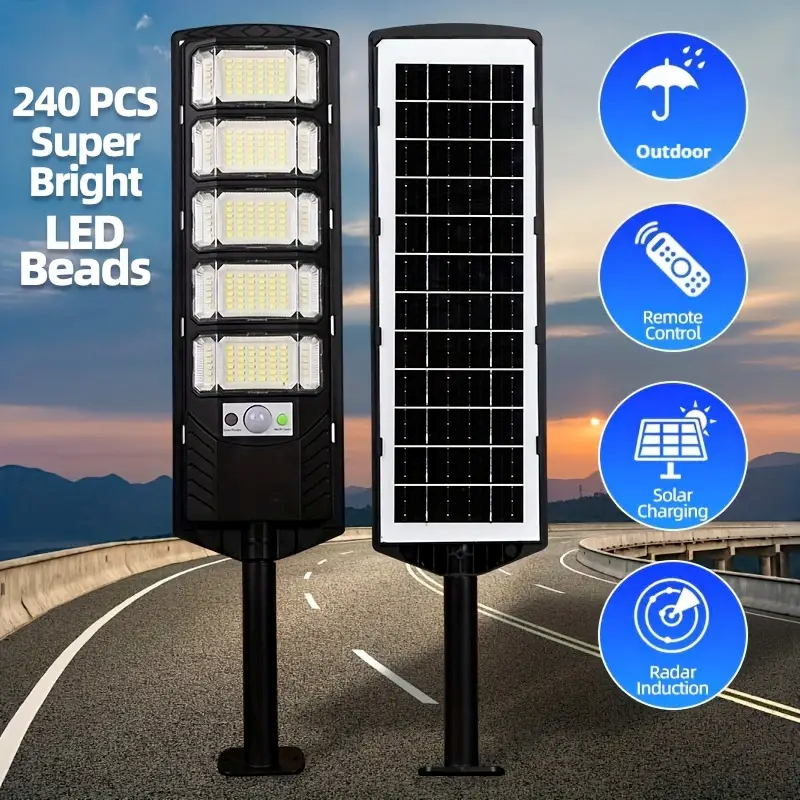 LED Outdoor Solar Street Light Commercial Dusk To Dawn Waterproof 4