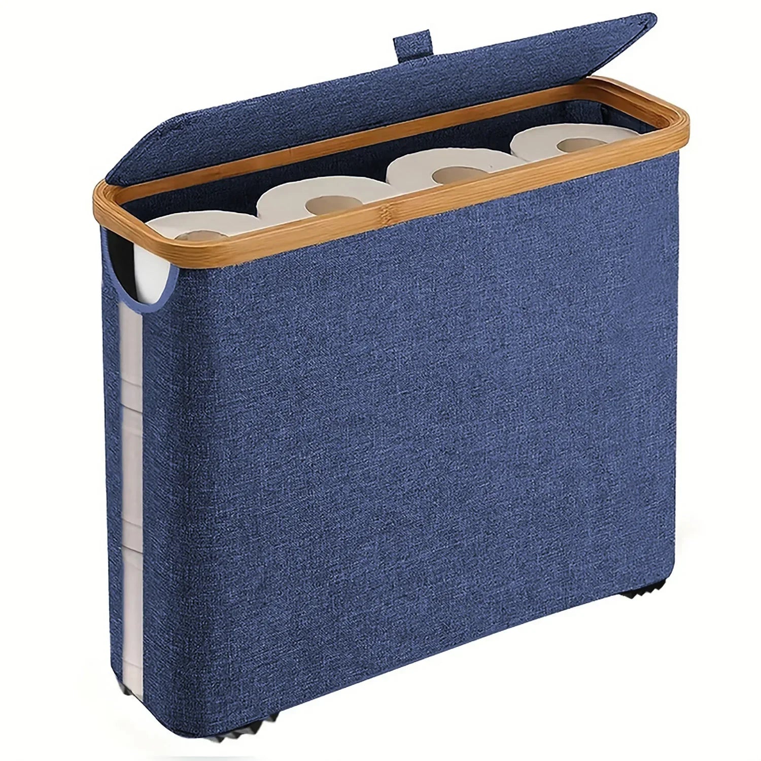 Storage Basket, Large Paper Holder with Lid, Storage Shelf for Rolls of Toilet Paper, Oxford Cloth Bamboo Storage Rack