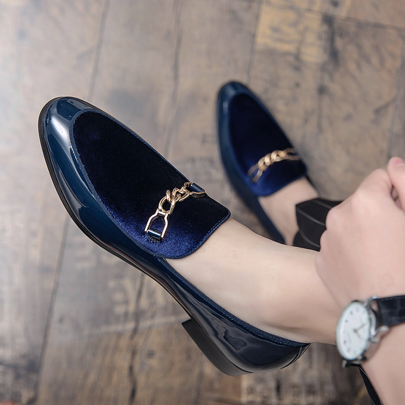 Men Casual Dress Shoes Luxury Design Suede Loafers Black Blue Red Monk Strap Shoes For Nightclub 1