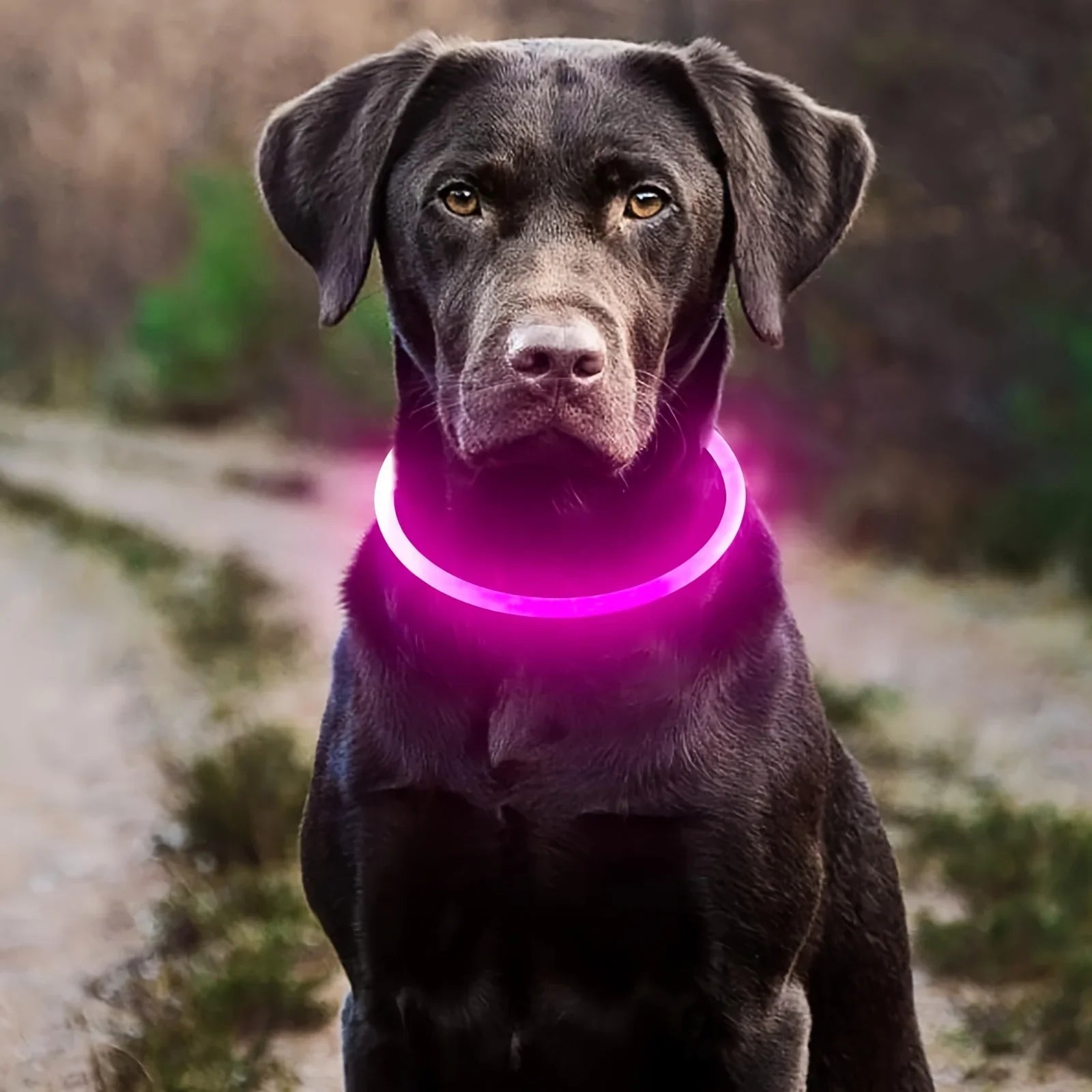 USB Rechargeable Fiber Optic Collar, Pet Dog LED Light Collar, Luminous Anti Lost Dog Necklace Collar for Night Safety