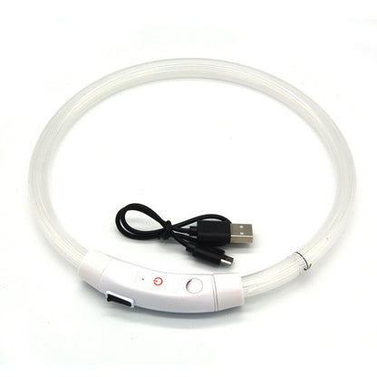 USB Rechargeable Fiber Optic Collar Pet Dog LED Light Collar Luminous Anti Lost Dog Necklace Collar 5