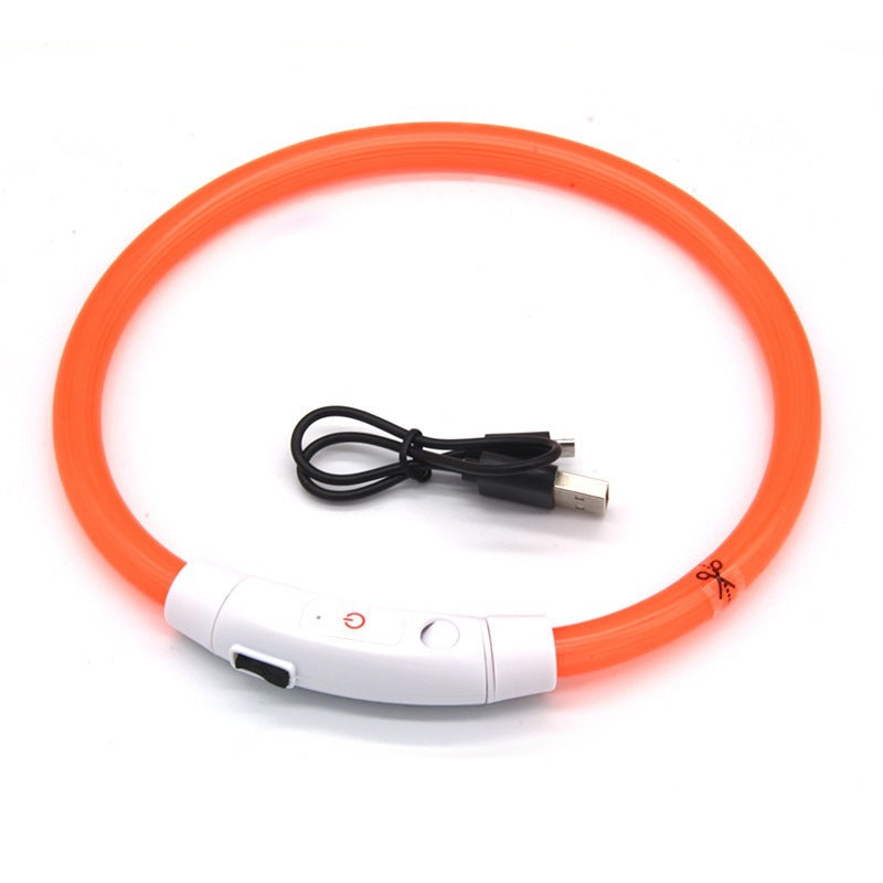 USB Rechargeable Fiber Optic Collar Pet Dog LED Light Collar Luminous Anti Lost Dog Necklace Collar 7