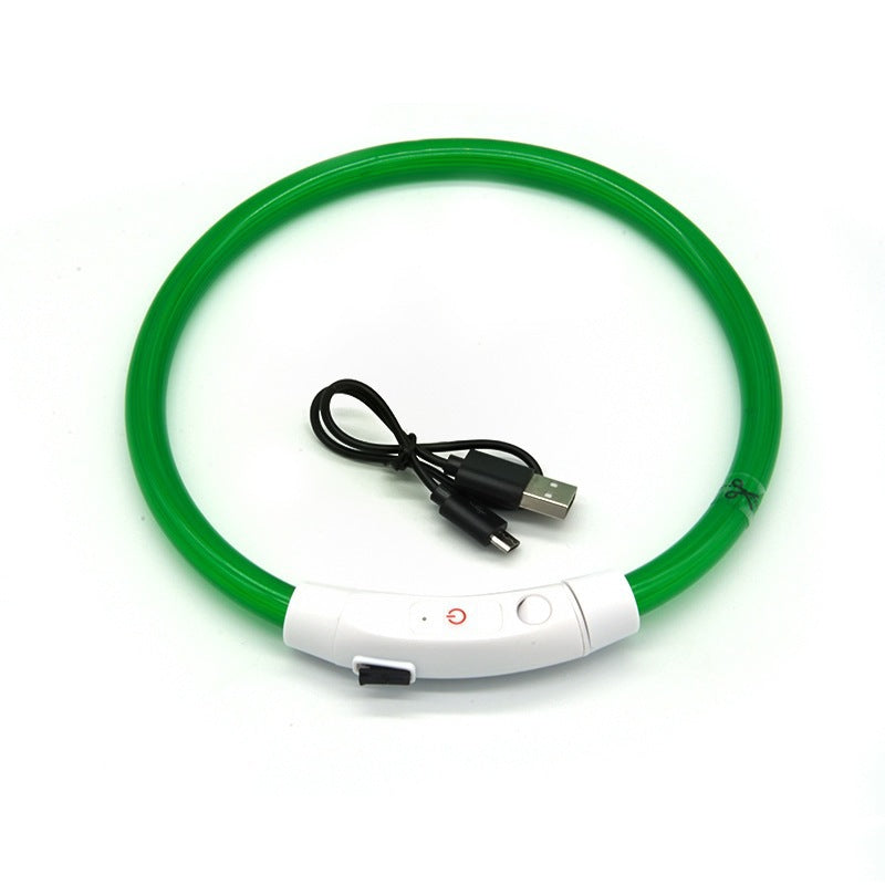 USB Rechargeable Fiber Optic Collar Pet Dog LED Light Collar Luminous Anti Lost Dog Necklace Collar 9