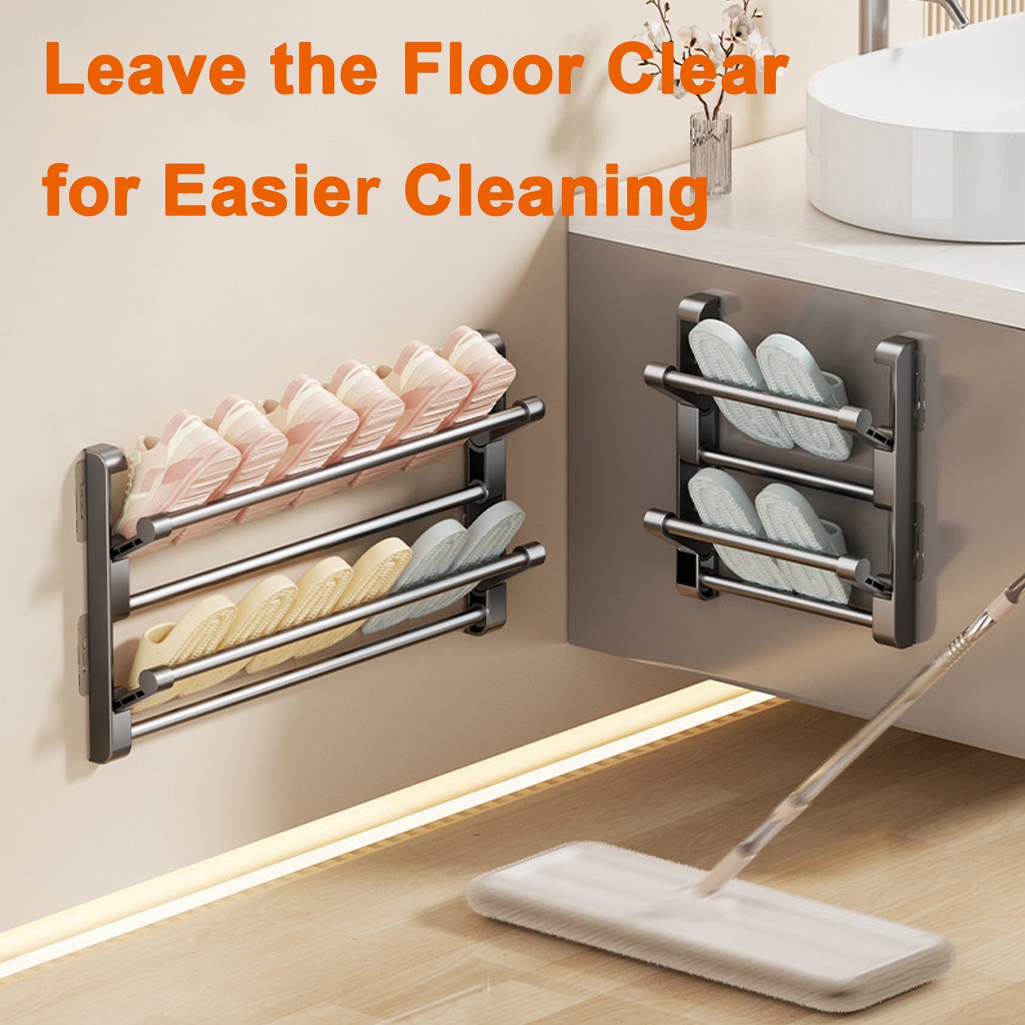 WallMounted Shoe Rack Organizer Bathroom Slippers Hook Holder Simple Drying Rack For Shoes And Slip