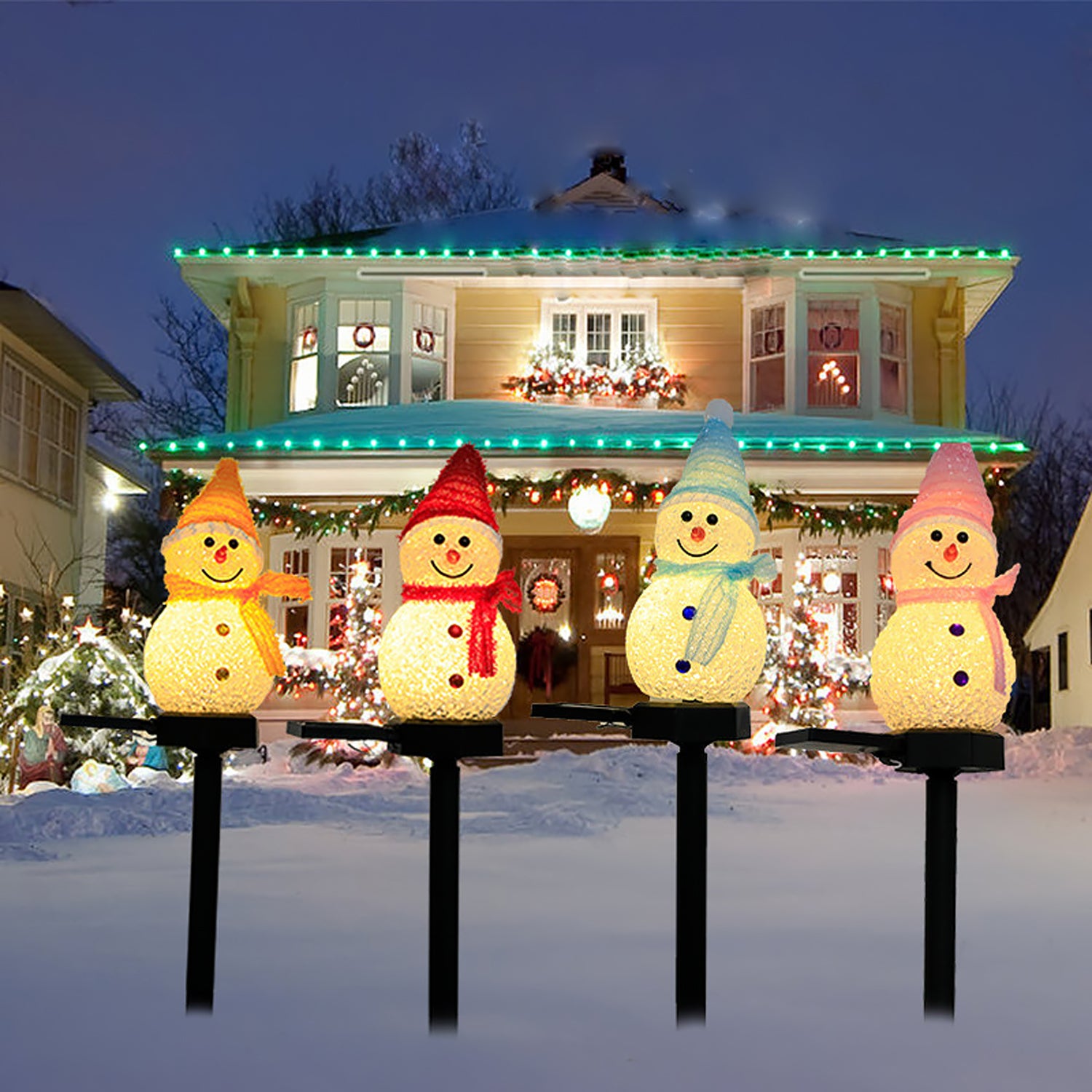 Solar Powered Snowman Lawn Light, LED Christmas Solar Garden Decoration, Outdoor Decorative Lamp