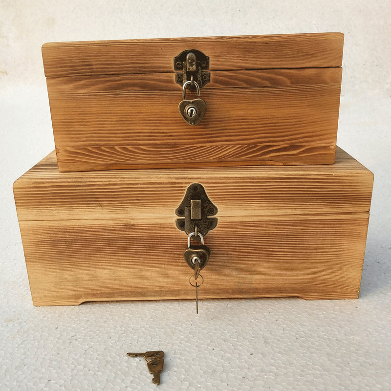 Large Pine Wood Box Rectangular Locking Storage Box Gift Box For Christmas Trees Wooden 2