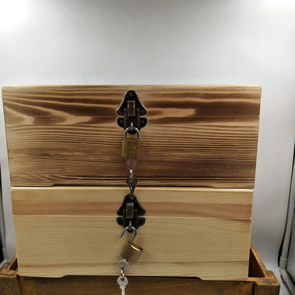 Large Pine Wood Box Rectangular Locking Storage Box Gift Box For Christmas Trees Wooden 3