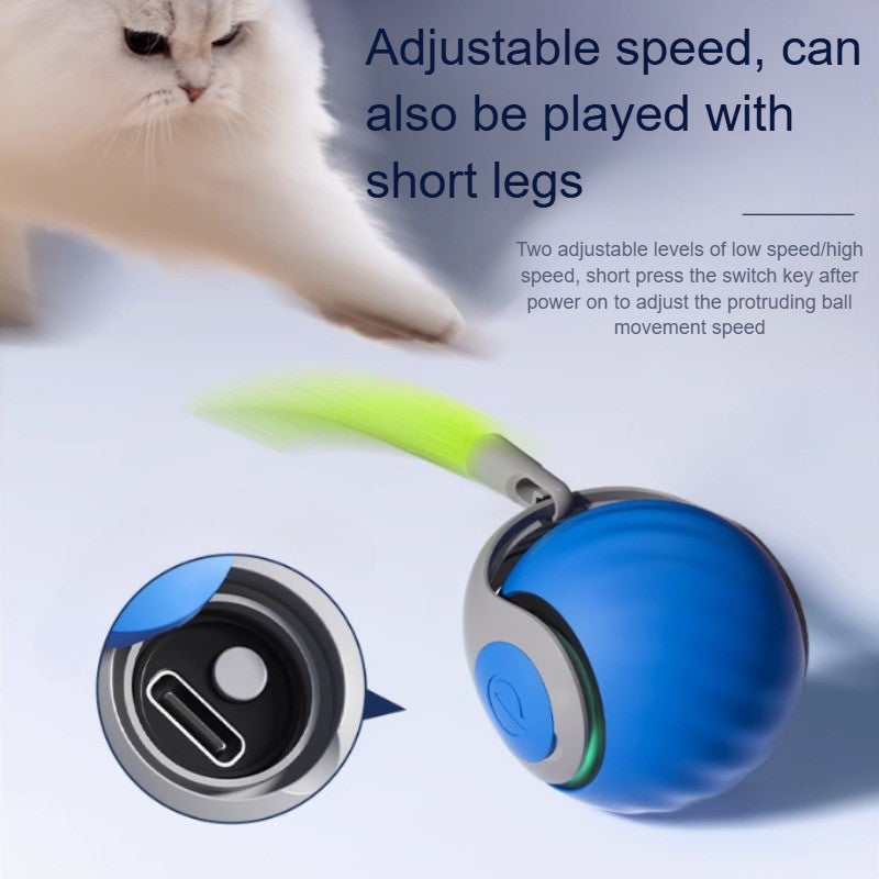 Cats Interactive Ball Toys Automatic Rolling Ball With Faux Tail Smart Electric Pet Toy For Teaser  3