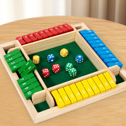 Shut The Box Wooden Dice Board Game, 4 Players, Pub Bar Party Supplies, Family Entertainment Game