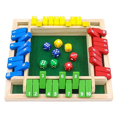 Shut The Box Wooden Dice Board Game, 4 Players, Pub Bar Party Supplies, Family Entertainment Game