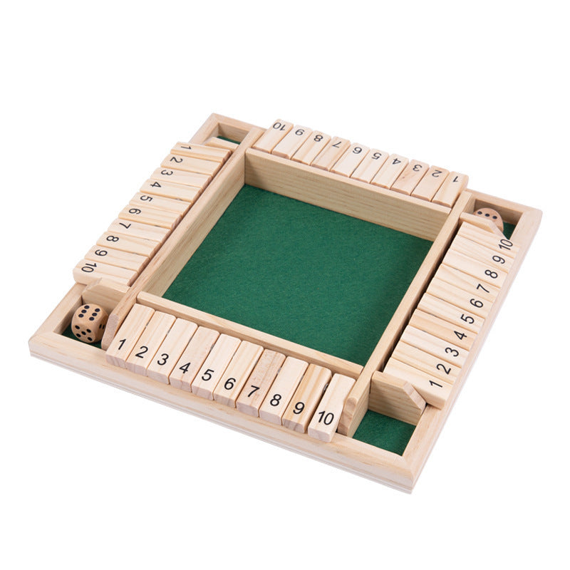 Shut The Box Wooden Dice Board Game, 4 Players, Pub Bar Party Supplies, Family Entertainment Game