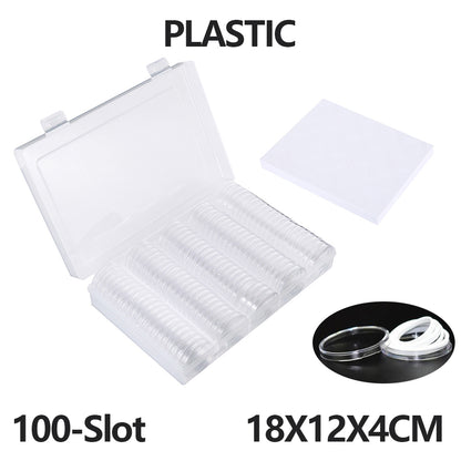 Clear Coin Capsule Universal Coin Storage Box With Adjustment Pad Adjustable Wooden Commemorative C 8