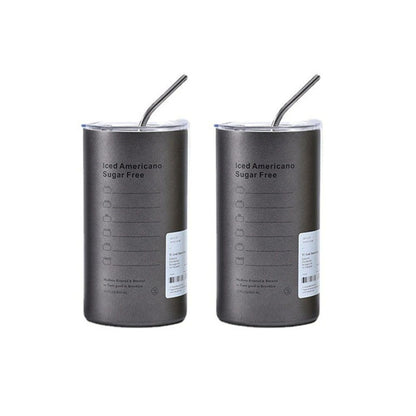 Premium 600 Ml Stainless Steel Vacuum Bottle  Portable Insulated Coffee  Water Tumbler With Straw 9