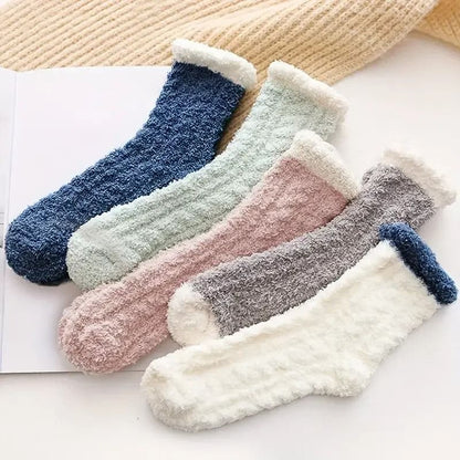 Thick Coral Fleece Winter Socks For Women 5 Pair Set 5