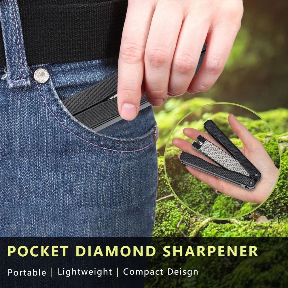 Premium Portable DoubleSided Diamond Knife Sharpener 400600 Grit  Compact Kitchen Knife  Tool Sharp 4